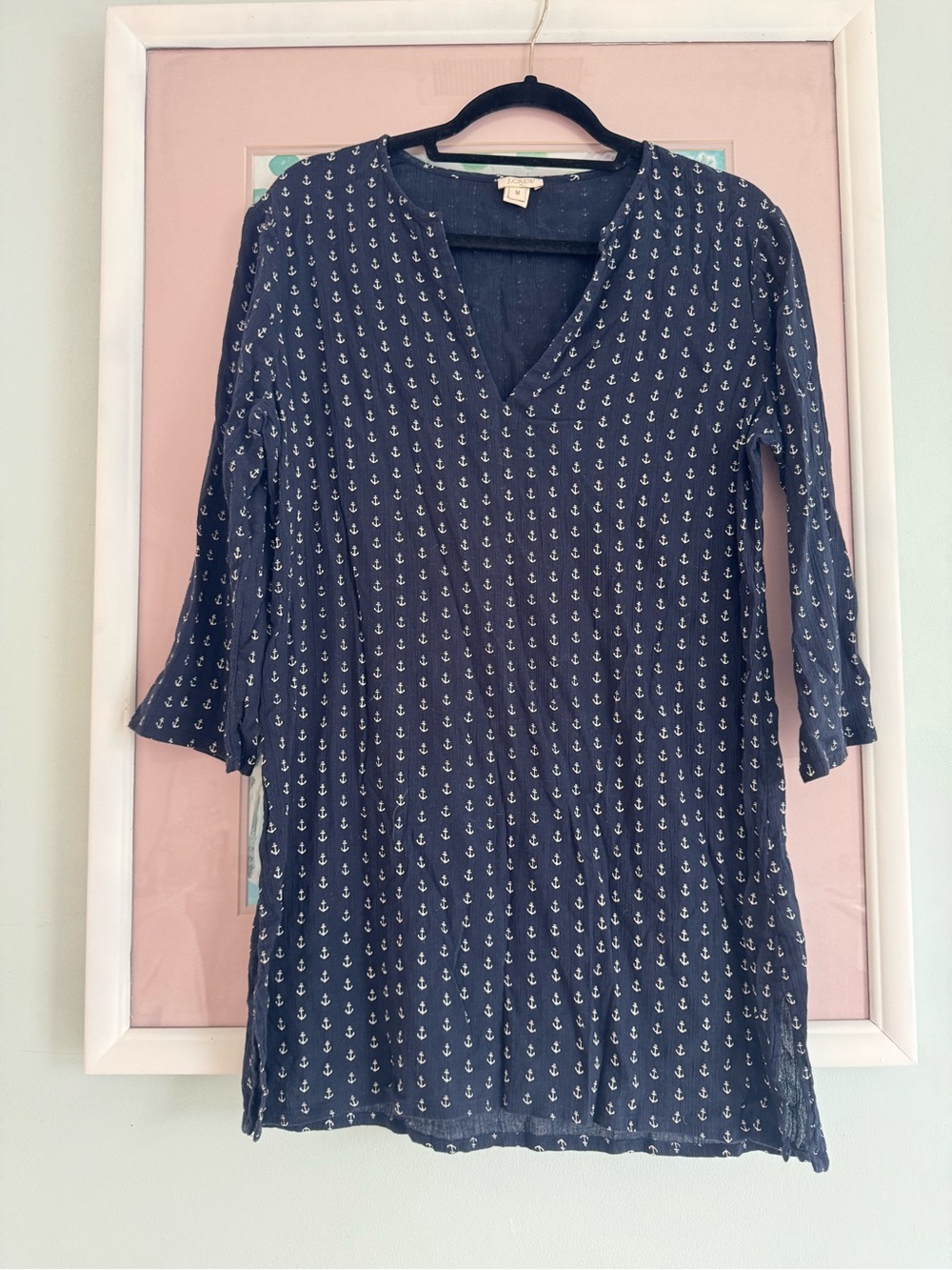 J. Crew Navy Tunic with White Anchor Print